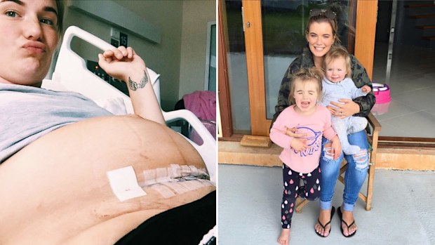 Australian mum and blogger Olivia White has compared having a C-section to being “gutted like a shark”. (Instagram/houseofwhite_)