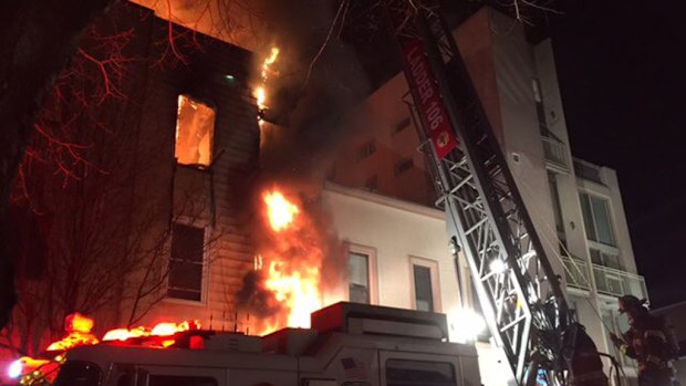 A blaze has torn through a three-storey dwelling in Brooklyn. (Twitter/@FDNY)