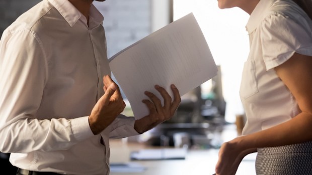 Employees talking