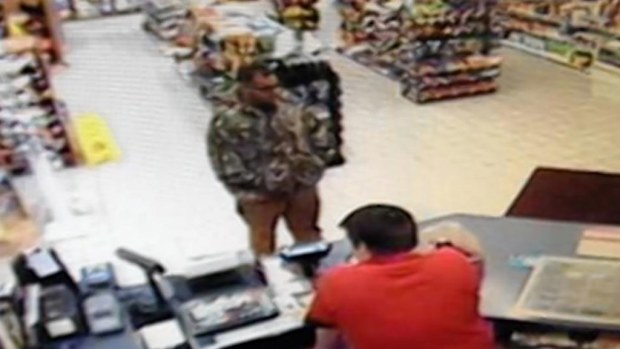 Surveillance video captures the suspect holding up the Eureka service station. (Eureka Police Department)