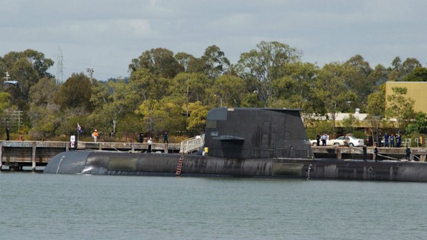 A Collins-class submarine docked in Brisbane. (AAP)