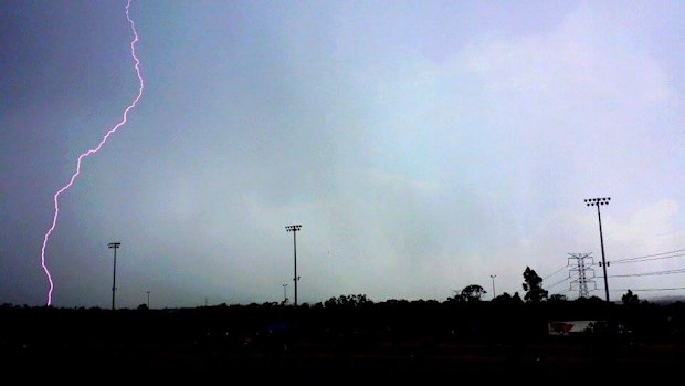 Lightning strikes in western Sydney. (Jaeger Mason)