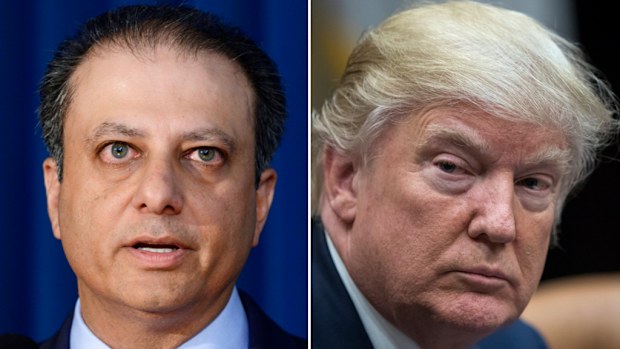 Preet Bharara (left), and US President Donald Trump (right). (AAP file images)