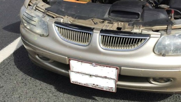 Police allege the man was driving with a set of registration plates velcroed on top of other plates.