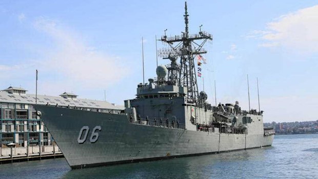 HMAS Newcastle pictured arrives at Garden Island, Sydney, last year. (AAP)