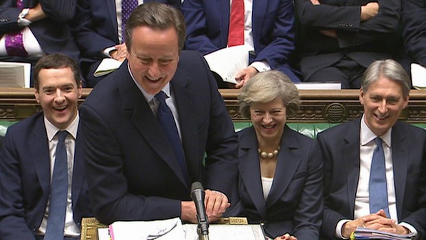David Cameron smiles during final speech (AAP)