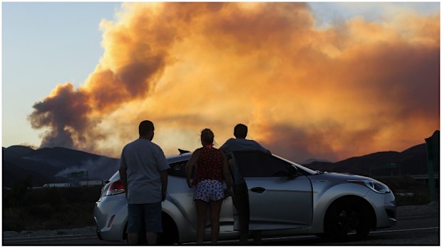 The 'Blue Cut' fire began in San Bernadino County, east of Los Angeles. (AFP)