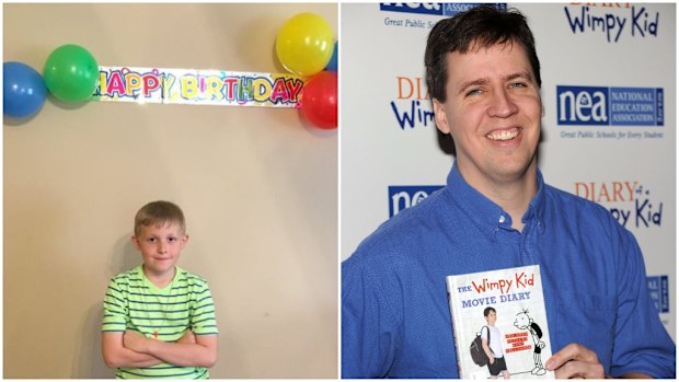 Mahlon Layne's frown has been turned upside down by Diary of a Wimpy Kid author, Jeff Kinney. (Facebook/Getty)