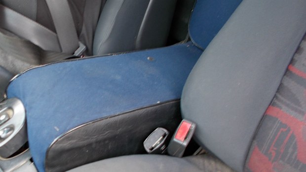 A Victorian man was charged over this homemade child seat. (Victoria Police)