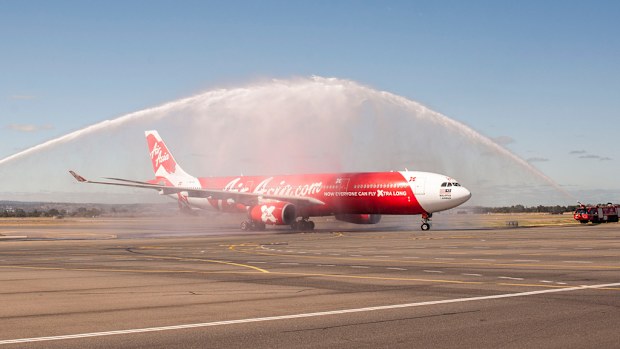Air Asia X touching down in Adelaide in October 2013. (AAP)