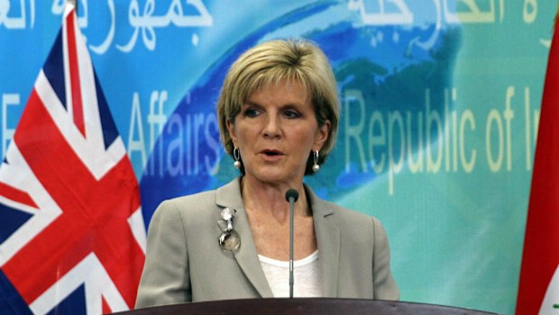 Julie Bishop has touched down in Iraq for talks with her counterpart Ibrahim al-Jaafari. (AAP)