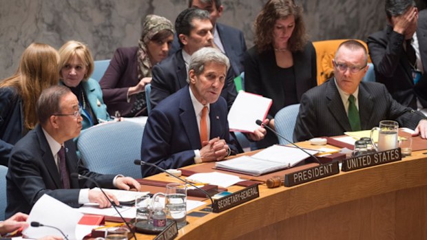 Members of the UN Security Council at the meeting where a resolution for a peace process for Syria was adopted. (UN)