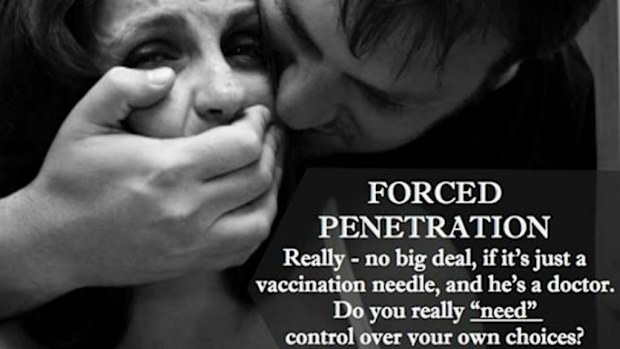 The image which appeared on the Australian Vaccination Skeptics Network's Facebook page. (Supplied)