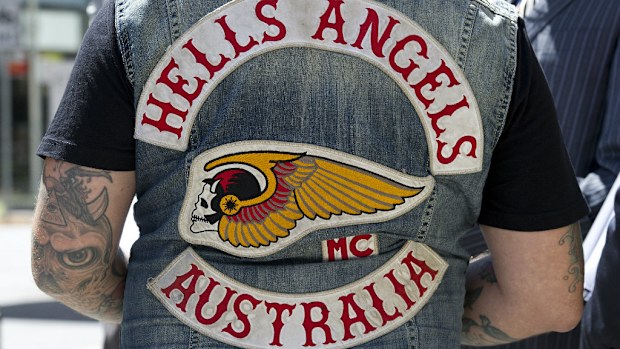 A Hells Angels member outside a Brisbane court in March. (AAP)