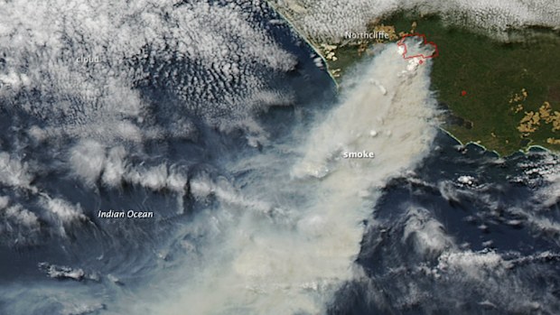 NASA has captured an image of the Northcliffe bushfires. (NASA)