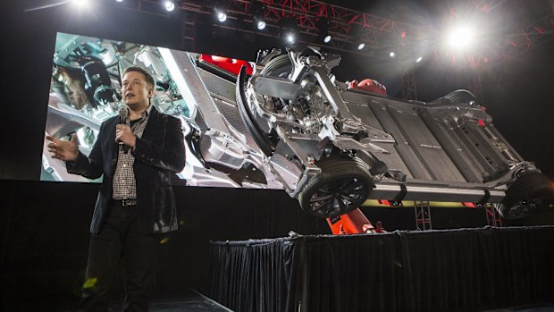 Tesla founder Elon Musk announces the new vehicle. (AAP)