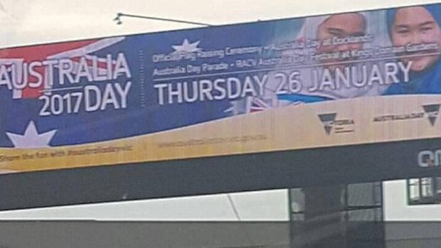 A billboard promoting Australia Day celebrations in Melbourne's south-east has sparked fierce online debate. (Twitter)