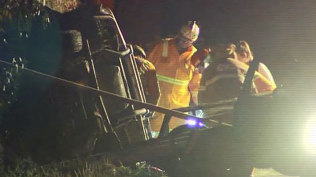 The pair had swerved to avoid a kangaroo. (9NEWS)