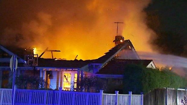 Flames went "through the roof" of the Mills St, Hampton, home. (9NEWS)