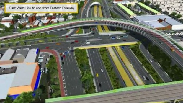 An artist impression of the scrapped East West Link. (9NEWS)