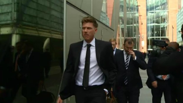 James Faulkner outside Manchester Magistrates Court. (9NEWS)