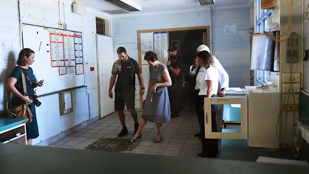 Commissioner Mick Gooda and Commissioner Margaret White during their tour of the former Don Dale Youth Detention facilities in the Northern Territory. (AAP)