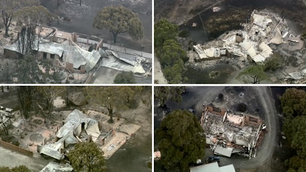 Four of the homes destroyed in fires at Scotsburn in Central Victoria. (9NEWS)