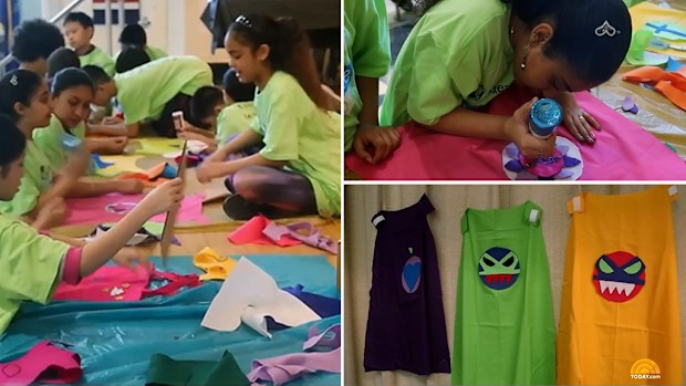 New York primary school students create handmade capes to help boost the self-esteem of children and adults living in a Michigan shelter. (TODAY US)