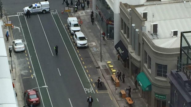 Part of Waymouth Street has been closed off as police investigate. (Supplied)