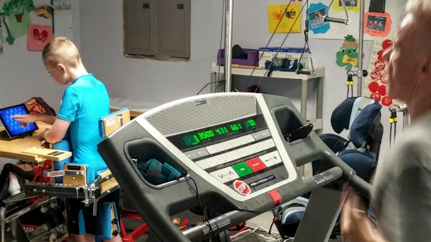'When he's standing, I'm running': The picture posted online by Rick Dalashmit. (Supplied)