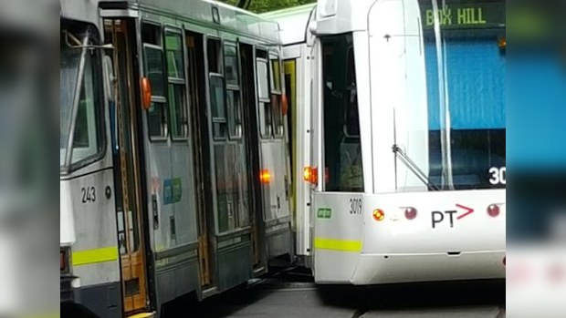 Two trams collided outside Southern Cross Station. (Twitter, @PareenModi)