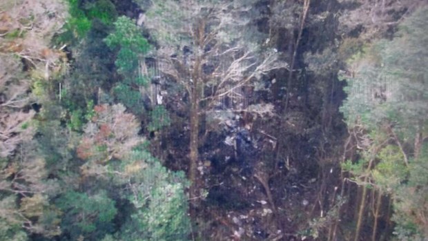 An aerial shot of the crash site in Papua.