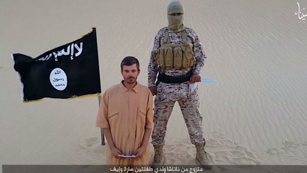 An image from the video released by Islamic State.