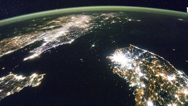 An image of China and South Korea as captured by astronauts aboard the International Space Station. (AAP)