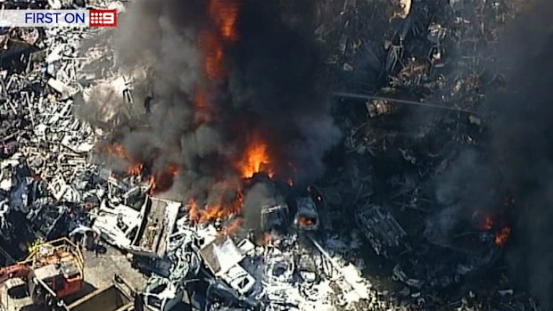 An aerial view of the fire from the 9NEWS chopper.