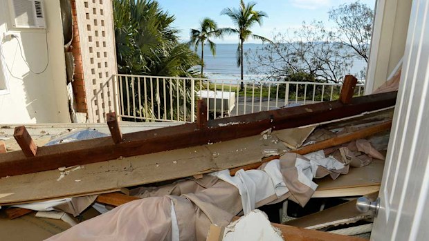 The holiday home of Mick Burrows at Lammermoor Beach near Yeppoon was severely damaged by Cyclone Marcia, bringing birthday celebrations to an abrupt end. (AAP)