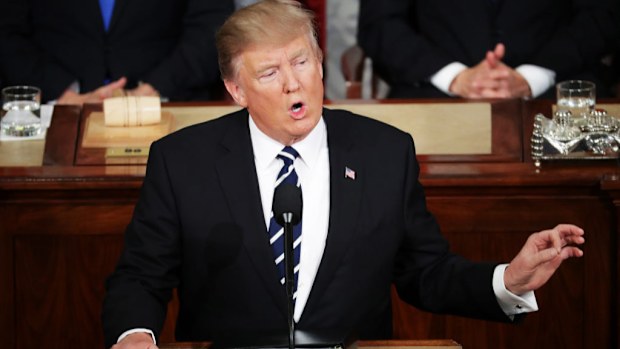Mr Trump has delivered his first address to congress at the White House in Washington DC. (Getty Images)