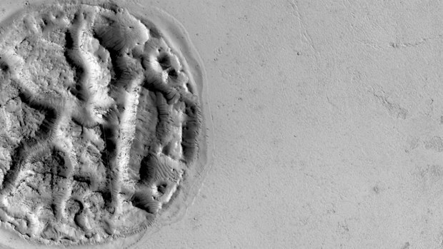 The "cookie" land formation spotted on Mars. (NASA)