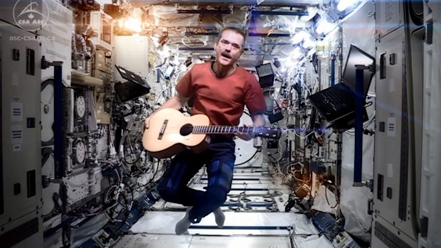 Chris Hadfield rocketed to stardom in 2013 when he recorded a version of David Bowie's 'Space Oddity' on the International Space Station (ISS). (AAP)