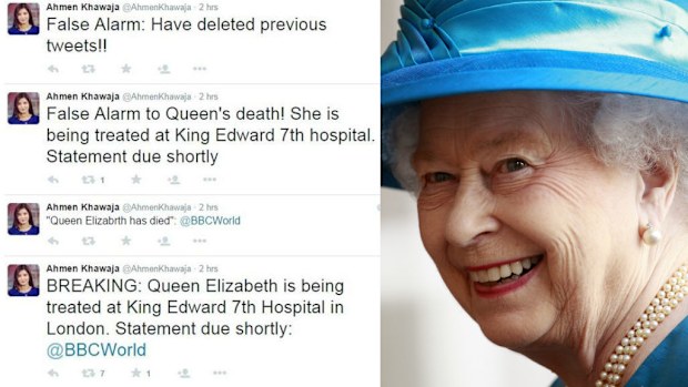 Ahmen Khawaja's Twitter feed about Queen Elizabeth. (Twitter/AAP)