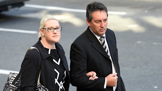 Truck driver Steven Barnett (right) arrives at the Downing Centre District Court in Sydney on Thursday, May 5, 2016. (AAP)
