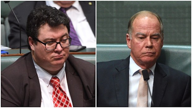 Nationals MP George Christensen (left) has hit back at Liberal MP Russell Broadbent. (AAP)
