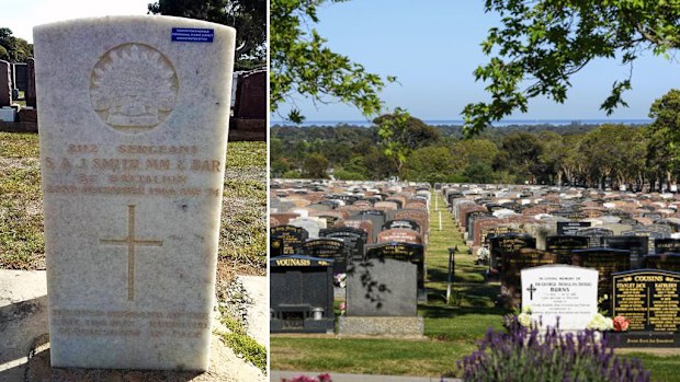 Sergeant Sydney Alexander James Smith's grave, located in Centennial Park Cemetery, Adelaide. (Facebook/Linda Gay Emerson/Centennial Park Cemetery)