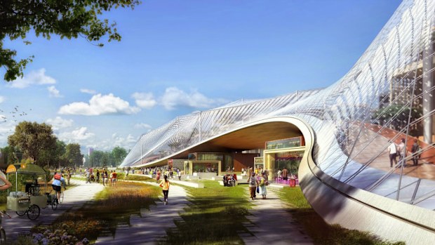This architectural rendering by BIG & Heatherwick Studio and released by Google, shows the company's plan for a new headquarters campus in Mountain View, California. (AFP)