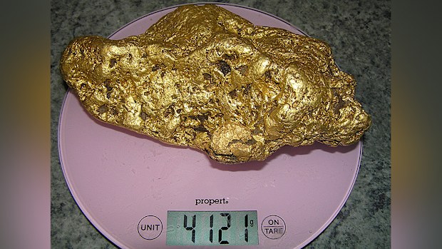 A giant gold nugget, weighing 4.1kg has been found in Victoria. (Minelab)