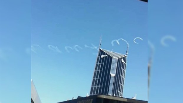 Maree said no to Michael despite the effort he made to scrawl his feelings across the sky. (Supplied)