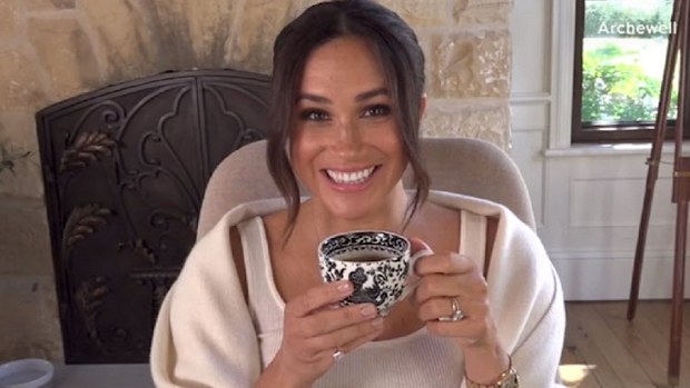 Meghan drinking tea in video