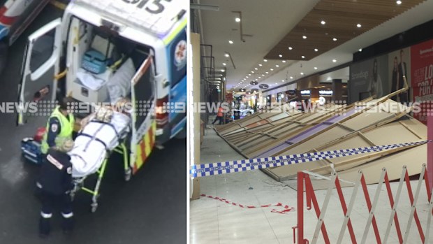 A wall has collapsed in a Melbourne shopping centre, injuring six. (9NEWS)