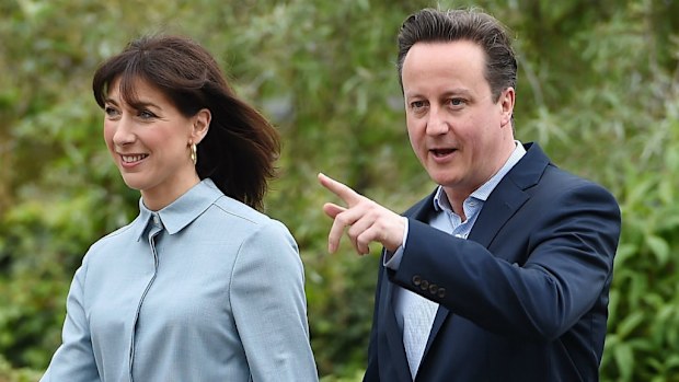 David Cameron and his wife Samantha after voting. (AAP)