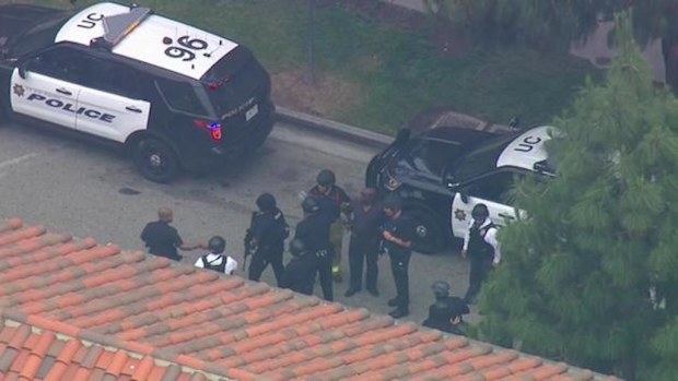 Police at the UCLA college where a shooting has taken place killing two people. (Twitter)